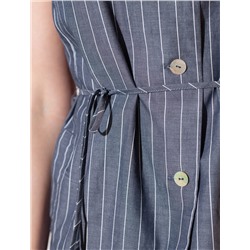 Удлиненный костюмный жилет в полоску с поясом из легкого хлопкового поплина