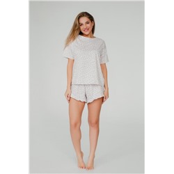 Пижама леопард женская с шортами (Бежевый)