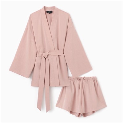Костюм женский (кимоно, шорты) MIST Summer time, цвет пудра, размер 46