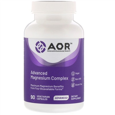 Advanced Orthomolecular Research AOR, Улучшенный комплекс магния, 90 растительных капсул
