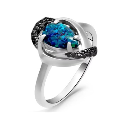 Кольцо из серебра опал черный, МОВ0298