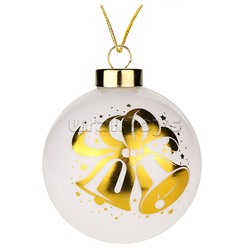 Новогоднее украшение. Елочный стеклянный шар "Золотистые колокольчики" 8см