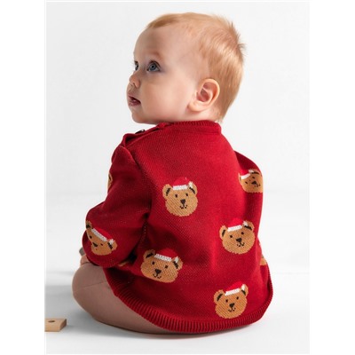 Джемпер вязаный новогодний «Крошка Я. Новогодние медвежата», рост 68-74 см, красный