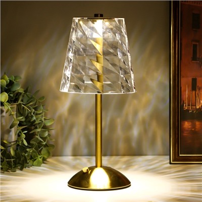 Светильник настольный RISALUX «Берта», интерьерный, USB, LED, АКБ, золото, 13×13×29 см