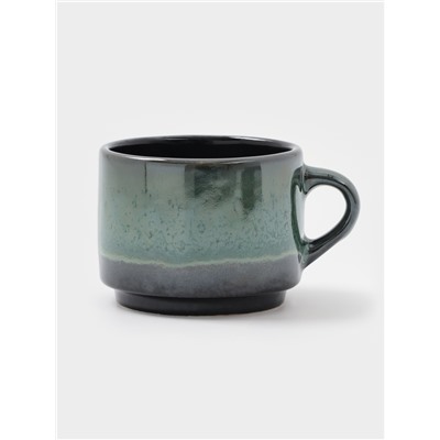 Чайная пара Хорекс Verde notte, чашка 200 мл, блюдце d=15.5 см, фарфор, чёрная, зелёная