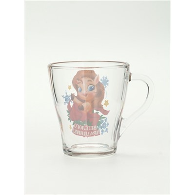 Кружки стеклянные новогодние «Весёлого праздника. Лошади», набор 2 шт.