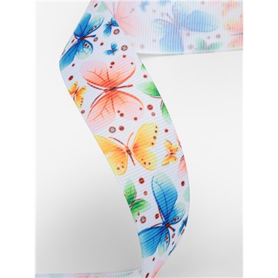 Лента репсовая «Бабочки», 25 мм, 18±1 м, разноцветная