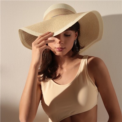 Шляпа женская MINAKU с бантом, цвет бежевый, молочный, размер 58