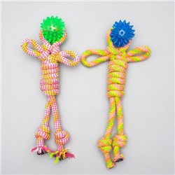 Игрушка канатная «Человечек» с мячиком, 75 г, до 24 см, цвет МИКС