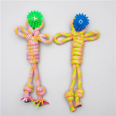 Игрушка канатная «Человечек» с мячиком, 75 г, до 24 см, цвет МИКС