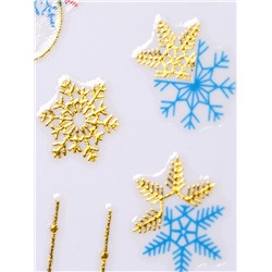 Наклейки для ногтей «Елочки и снежинки», разноцветные