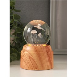 Световая фигурка стекло «Шар. Голограмма: Медузы», 6×LED, d=6 см, крутится, USB, 7×7×10 см