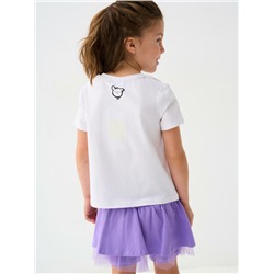 Комплект трикотажный для девочек: фуфайка (футболка), юбка-шорты