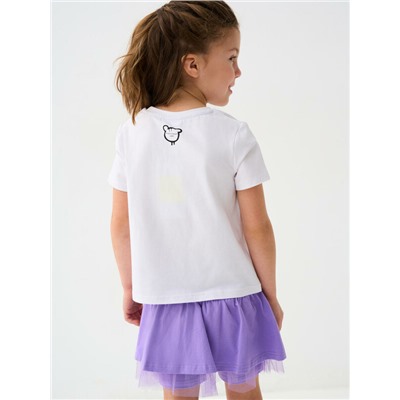 Комплект трикотажный для девочек: фуфайка (футболка), юбка-шорты