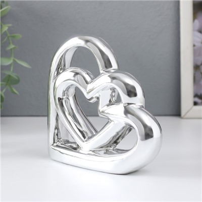 Фигурка керамика «Сплетённые сердца», серебро, 12.3×3.5×11.8 см