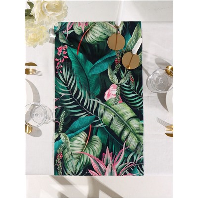 Дорожка на стол «Этель» Tropical parrots 40×146 см, 100% хлопок, саржа 190 г/м², зелёная/чёрная