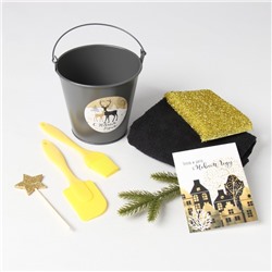 Набор новогодний подарочный Доляна «Олени» : полотенце 30×60, лопатка, кисть, губка