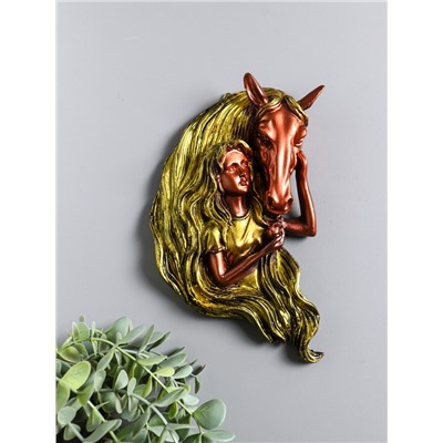 Панно настенное «Девушка с лошадью», декор, 20.5×13.5×4.5 см