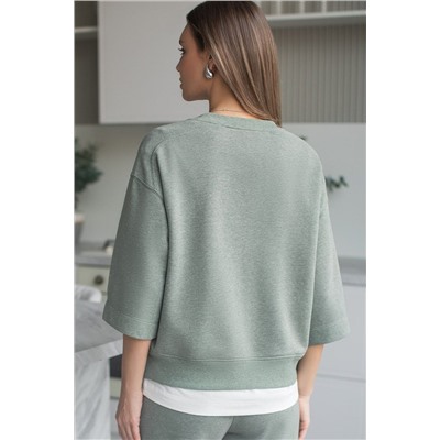 Свитшот свободный из петельчатого футера двухнитки с эластаном VILATTE, 1228122