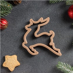 Форма для печенья новогодняя «Олень», вырубка, штамп, 9.8×9.6×1.3 см, пластик, коричневая
