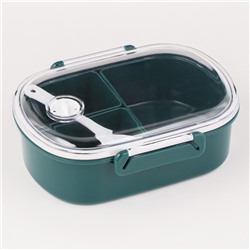 Ланч - бокс в школу, контейнер для еды «Эйлайт», 640 мл, с ложкой, 18.5×14×6.3 см, пластик, зелёный