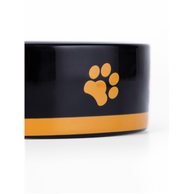 Миска керамическая «Черный кот» 300 мл - 12.5×12.5×4.5 см, черная/жёлтая