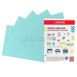 Бумага цветная для офисной техники "deVENTE" A4 50 л, 80 г/м², пастельный голубой, в пластиковом пакете