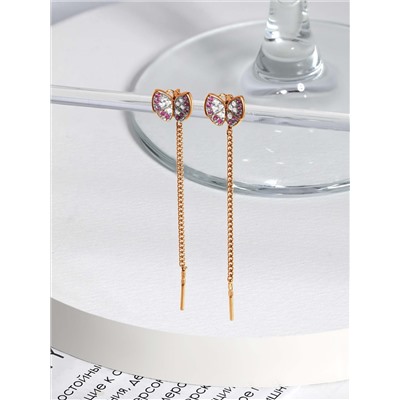 Серьги-продёвки из золочёного серебра с фианитами и родированием - Бабочки с-00103з215