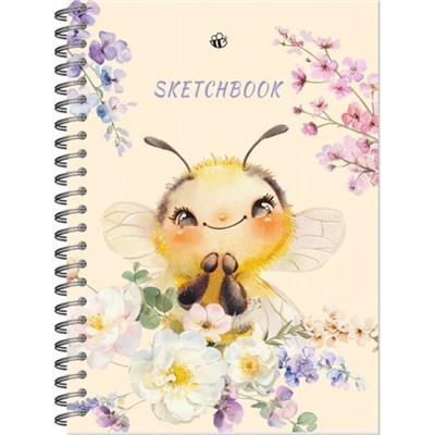 Скетчбук А5 60л твердая обложка на спирали SKETCHBOOK "Пчелка" 25100 Полином