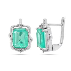 Серьги из серебра турмалин бирюзовый выращ., Бенинья