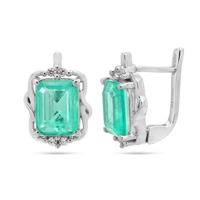 Серьги из серебра турмалин бирюзовый выращ., Бенинья
