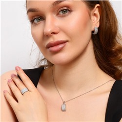 Комплект ювелирной бижутерии серьги, кулон и кольцо 18 р, покрытие: посеребрение, вставка: фианит, цвет: прозрачный, арт.213.680-18