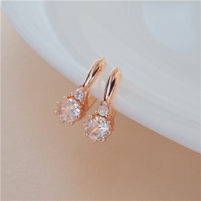 Серьги ювелирная бижутерия коллекция "Дубай", покрытие позолота, вставка: фианиты, цвет: прозрачный, арт.213.572