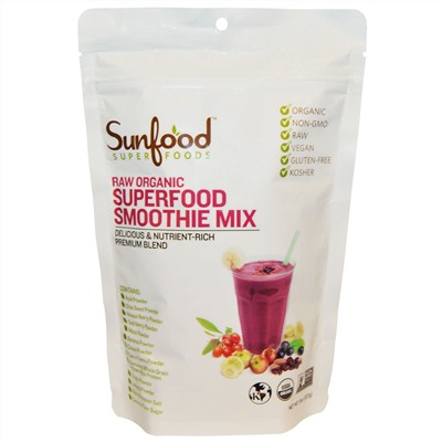 Sunfood, Сырая органическая смесь суперпродуктов для смузи, 227 г (8 унций)
