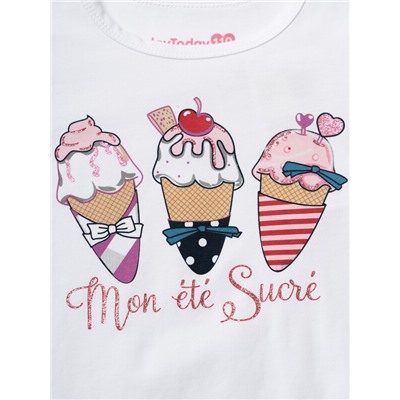 Комплект трикотажный для девочек: джемпер (футболка), шорты