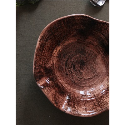 Салатник Magistro Wood, 350 мл, d=16.6 см, фарфор, коричневый