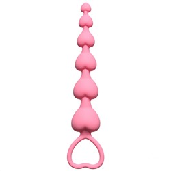 Розовая анальная цепочка Heart s Beads Pink - 18 см.