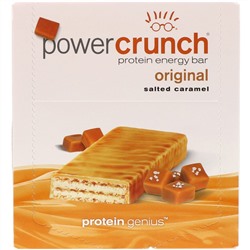 BNRG, Протеиновый энергетический батончик Power Crunch, оригинальная рецептура, соленая карамель, 12 батончиков, 40 г каждый