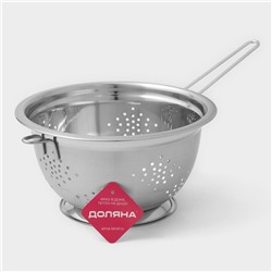 Дуршлаг Доляна, 4.2 л, d=27 см, толщина 0.4 мм, на ножке, длинная ручка, нержавеющая сталь