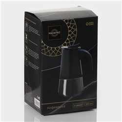Кофеварка гейзерная Magistro Classic black, на 4 чашки, 200 мл, индукция, нержавеющая сталь, чёрная