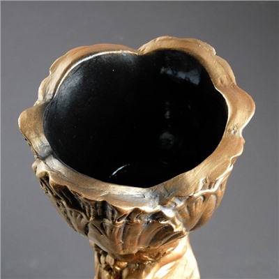 Фигура из гипса «Девушка с кашпо на голове», 21×21×80 см, 1.5 л, цвет бронза