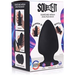 Черная мягкая анальная пробка Squeezable Medium Anal Plug - 11 см.
