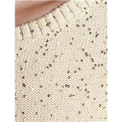 Джемпер с цельнокроенным коротким рукавом из хлопковой пряжи с пайетками