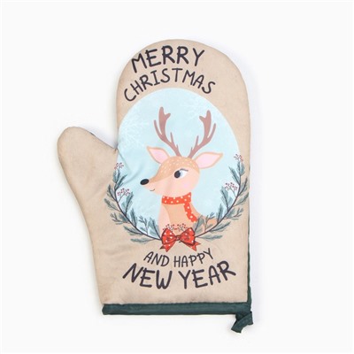 Набор новогодний подарочный Доляна Merry Xmas: варежка-прихватка, лопатка силикон