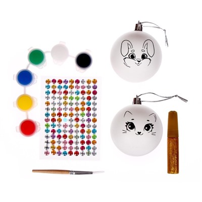 Ёлочные шары под раскраску на новый год «Зимнее чудо», 2 шт, набор для творчества