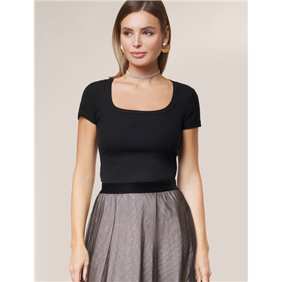 Футболка из трикотажа в широкий рубчик