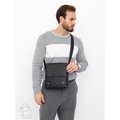 Сумка мужская кожаная 033H black Heanbag  в Новосибирске