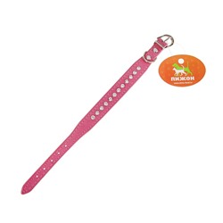 Ошейник «Бархат и стразы», 31×1.3/2 см, ОШ 22-28 см, розовый