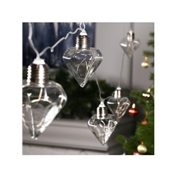 Гирлянда «Нить» 3 м с насадками «Лампочки кристалл», IP20, прозрачная нить, 80 LED, свечение белое, 8 режимов, 220 В