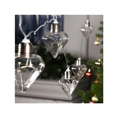 Гирлянда «Нить» 3 м с насадками «Лампочки кристалл», IP20, прозрачная нить, 80 LED, свечение белое, 8 режимов, 220 В